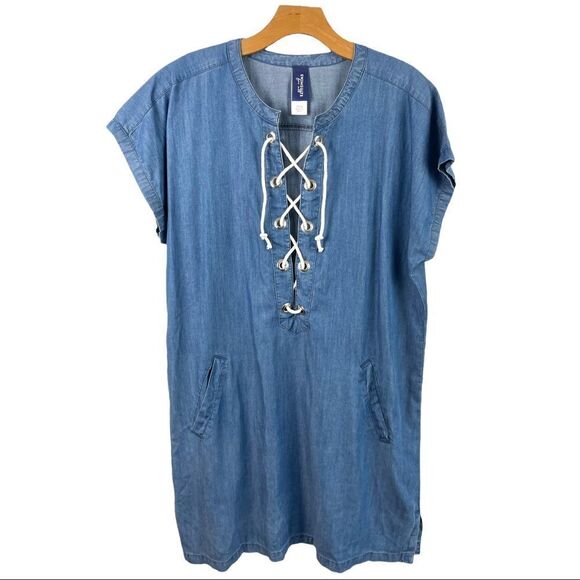 Swimsuits For All Tencel Blue Lace Up Cover Up Dress Size 10/12 - Picture 2 of 6